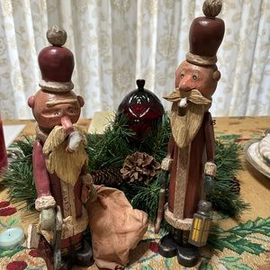 (2) Rare Santa’s wooden Handpainted